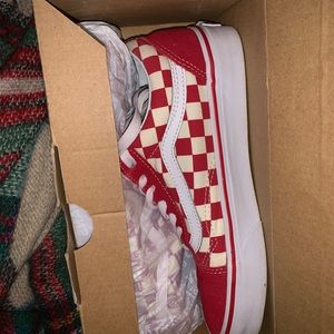 Red checkered vans - old skool